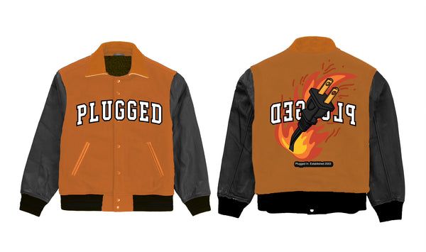 Plugged In Fire Varsity Jacket