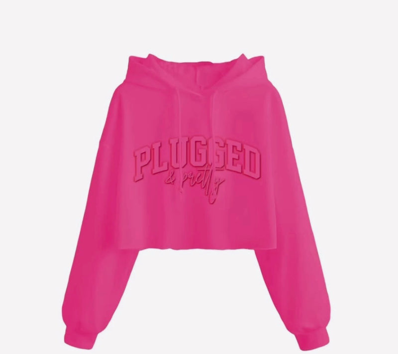 Plugged and Pretty Cropped Hoodie