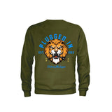 Olive Green Embroidered Premium Lions Crew Neck_Back