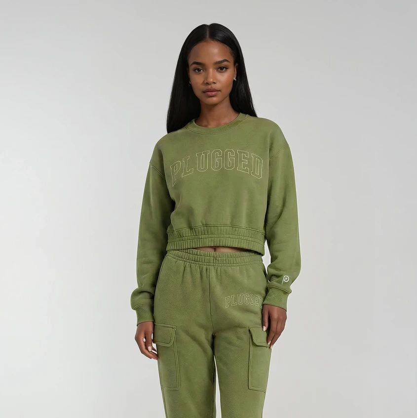 Plugged Womens Cargo Crew Neck Sweat Suit 