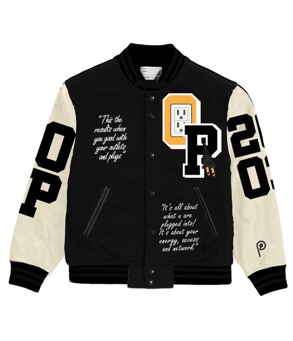 Outlets and Plugs Varsity Jacket
